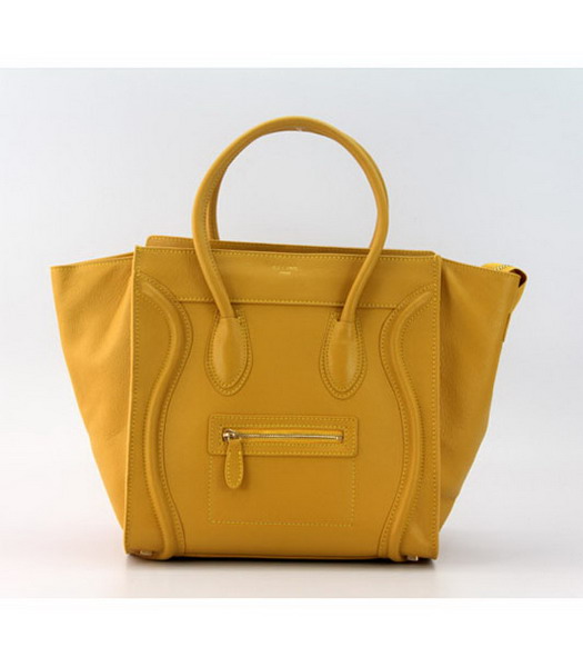 Celine Boston 30cm Smile Tote Handbag Yellow Leather