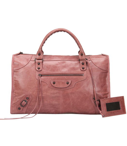 Celine Boston 33cm Smile Tote Bag Pink/Black Imported Leathe