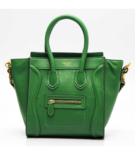 Celine Boston Mini Smile Green Calfskin Leather Tote Bag