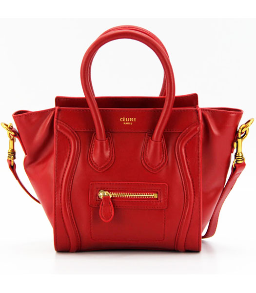 Celine Boston Mini Smile Red Calfskin Leather Tote Bag