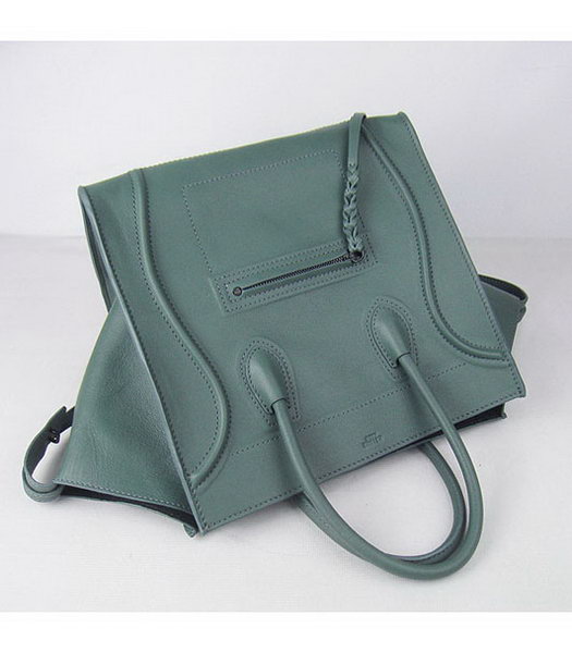 Celine Boston Smile Tote Handbag Dark Green Lambskin Leather-4