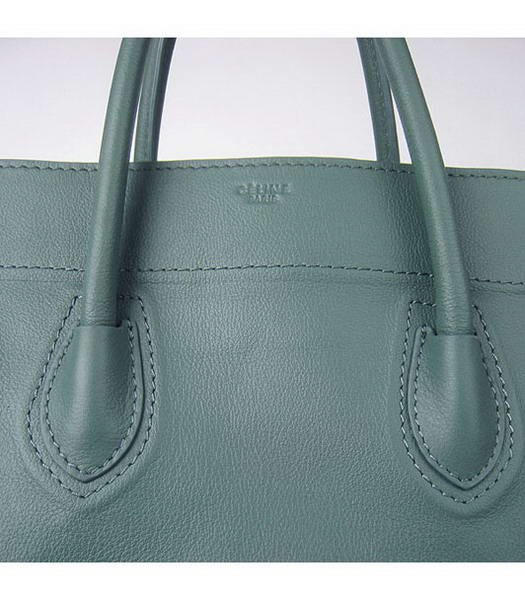 Celine Boston Smile Tote Handbag Dark Green Lambskin Leather-5