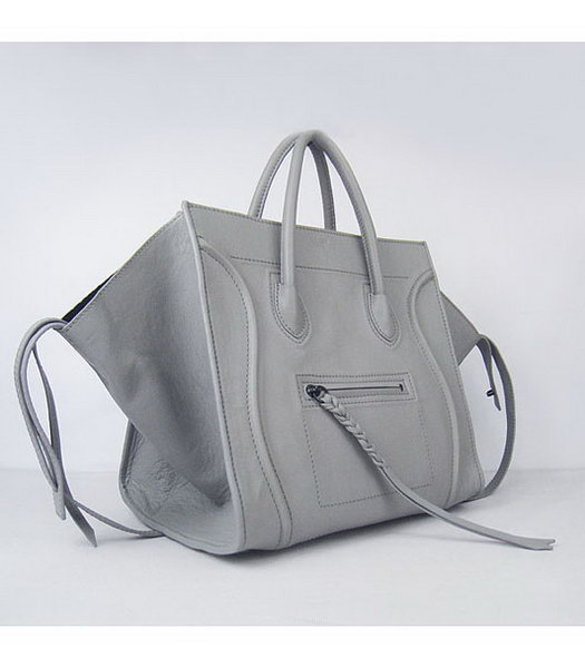 Celine Boston Smile Tote Handbag Grey Lambskin Leather-1