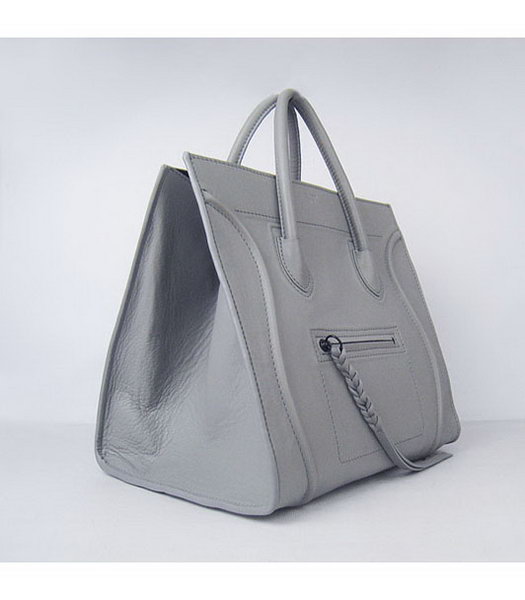 Celine Boston Smile Tote Handbag Grey Lambskin Leather-3