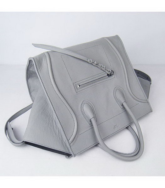 Celine Boston Smile Tote Handbag Grey Lambskin Leather-4