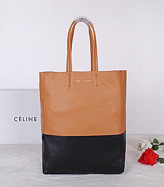 Celine Cabas Earth Yellow/Black Leather Shopping Bag 5545