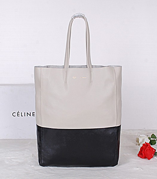 Celine Cabas Offwhite/Black Leather Shopping Bag 5545