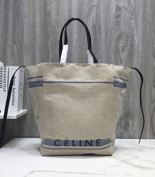 Celine Cabas Phantom Canvas With Black soft Grained Real Leather Top Handle Bag