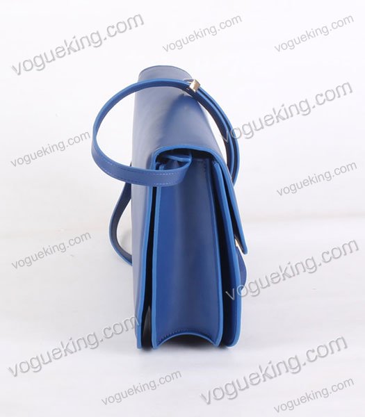 Celine Classic Box Medium Flap Bag Blue Snake Veins Calfskin-2