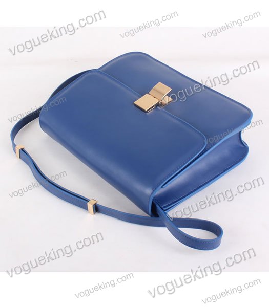 Celine Classic Box Medium Flap Bag Blue Snake Veins Calfskin-4