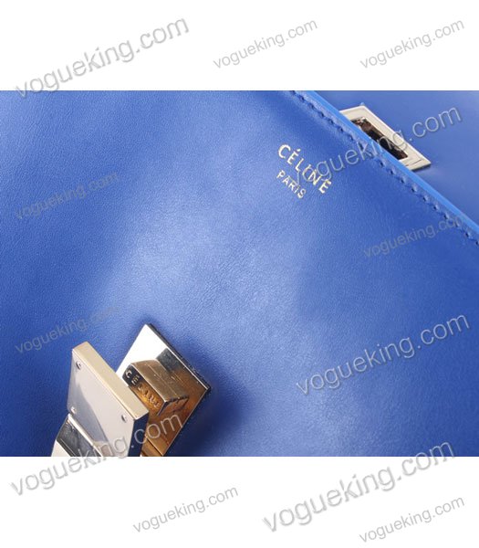 Celine Classic Box Medium Flap Bag Blue Snake Veins Calfskin-6