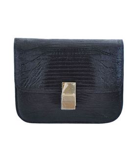 Celine Classic Box Small Flap Bag Black Lizard Veins Leather