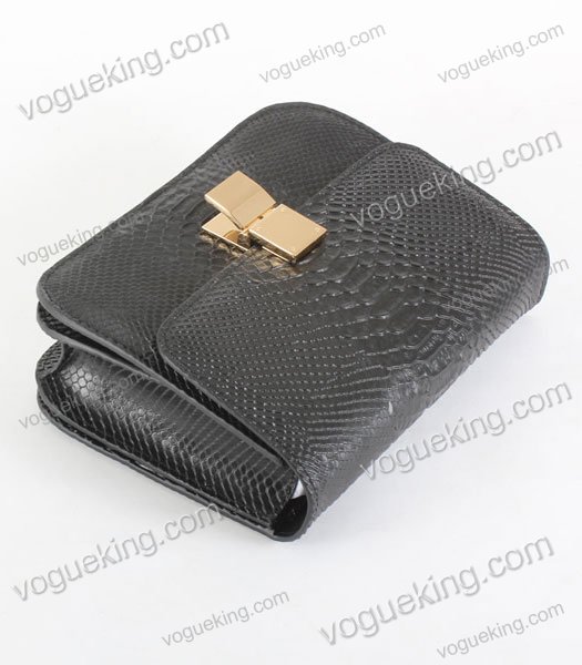 Celine Classic Box Small Flap Bag Black Snake Veins Calfskin-3