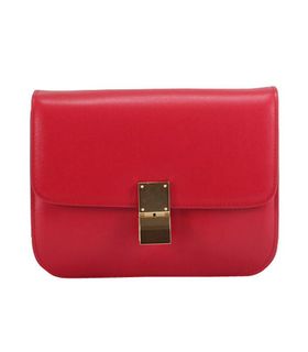 Celine Classic Box Small Flap Bag Dark Red Calfskin Leather