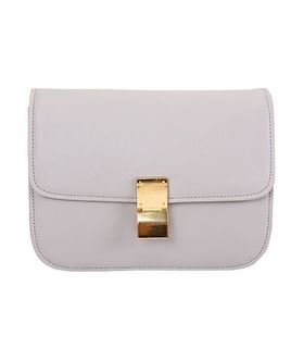 Celine Classic Box Small Flap Bag Light Grey Calfskin Leather