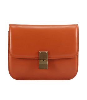 Celine Classic Box Small Flap Bag Orange Calfskin Leather -1