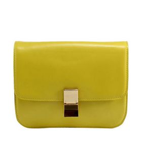 Celine Classic Box Small Flap Bag Yellow Calfskin Leather