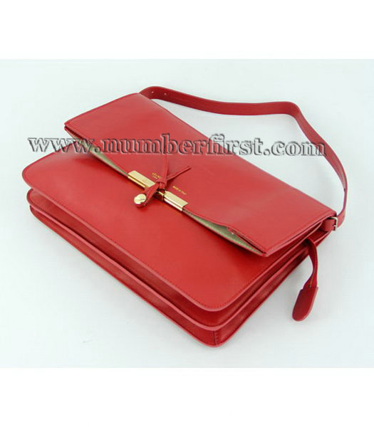 Celine Classic Flap Bag in Red Leather-3