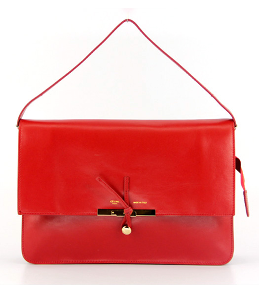 Celine Classic Flap Bag in Red Leather
