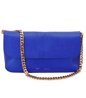 Celine Classic Flap Evening Clutch Bag Sapphire Blue Imported Leather
