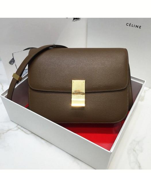 Celine Coffee Original Epi Veins Real Leather Medium Classic Box Bag
