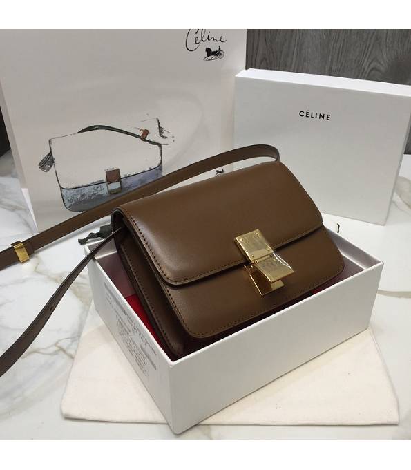 Celine Coffee Original Plain Veins Leather Small Classic Box Bag-6