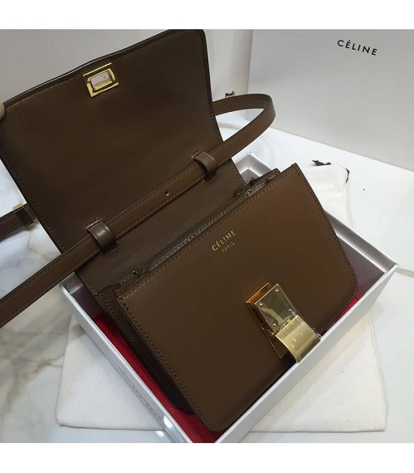 Celine Coffee Original Plain Veins Leather Small Classic Box Bag-5