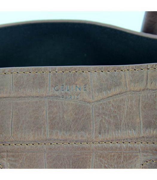 Celine Croco Veins Leather Square Bag Dark Coffee-5