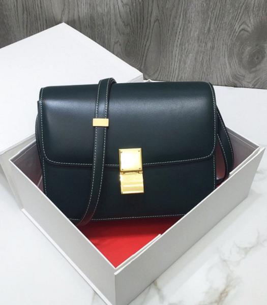 Celine Dark Blue Original Plain Veins Real Leather Medium Classic Box Bag