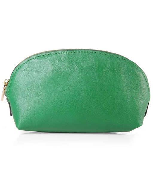 Celine Dark Green Leather Cosmetic Bag
