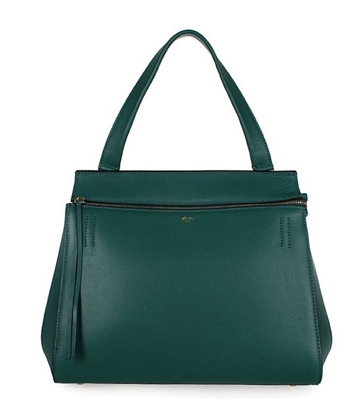 Celine Edge Calfskin Leather Tote Bag 26938 In Dark Green