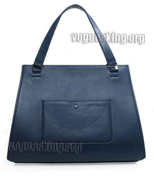 Celine Edge Tote Bag In Dark Blue Original Leather-2