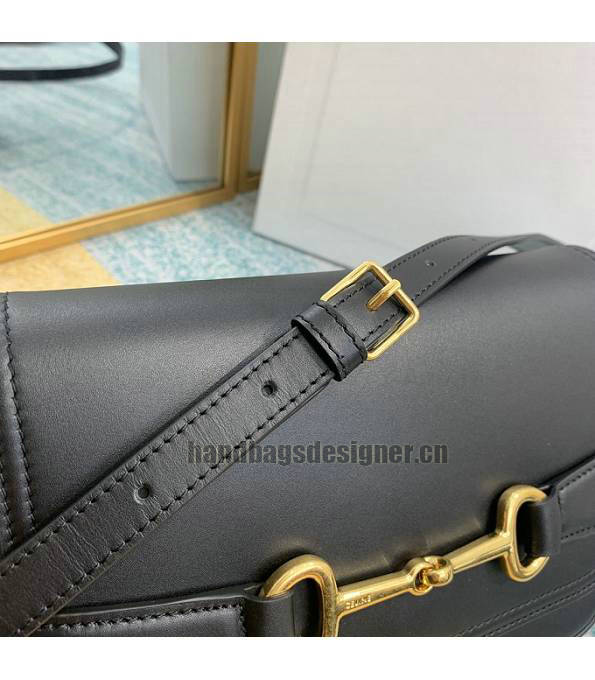 Celine Horsebit Black Original Plain Veins Leather Medium Chain Maillon Triomphe Bag-7