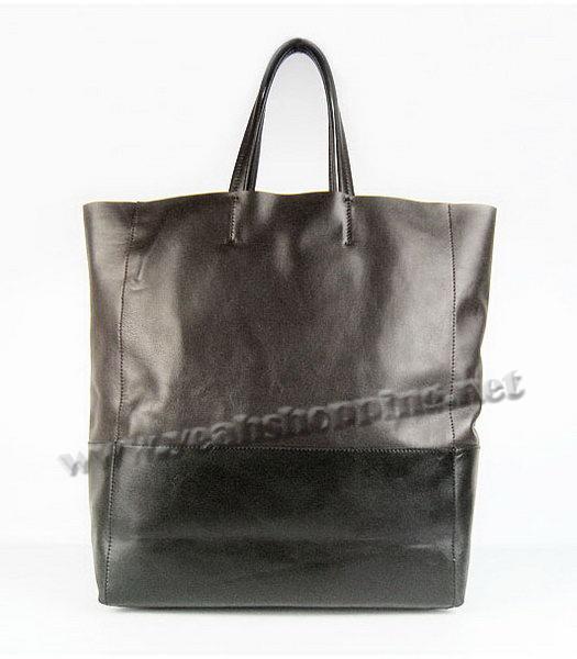 Celine Lambskin Tote Bag Coffee with Black Leather-2