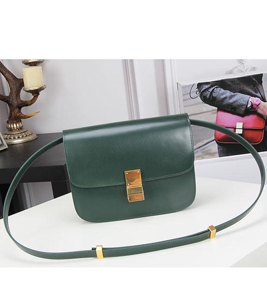 Celine Latest Design Dark Green Crystal Leather Small Shoulder Bag