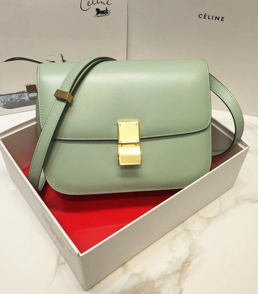 Celine Light Green Original Plain Veins Real Leather Medium Classic Box Bag