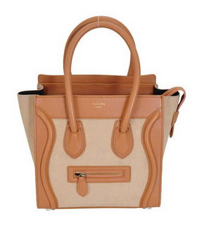 Celine Mini 26cm Small Tote Bag Apricot Imported Leather With Suede Calfskin