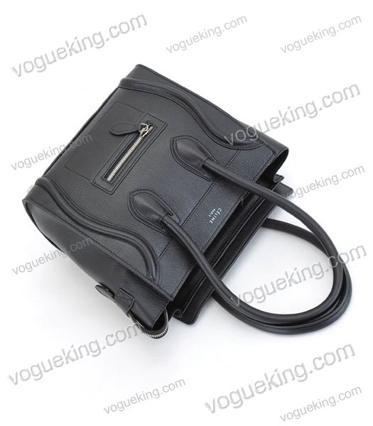 Celine Mini 26cm Small Tote Bag Black Litchi Pattern Calfskin-4