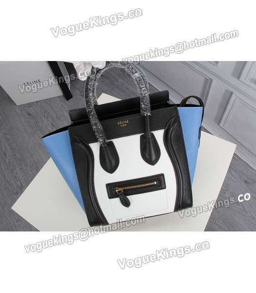 Celine Mini 26cm Small Tote Bag Blue&White&Black Leather-4