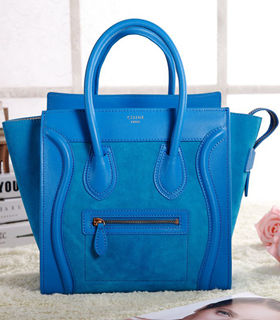 Celine Mini 26cm Small Tote Bag Color Blue Original/Suede Leather