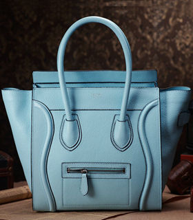 Celine Mini 26cm Small Tote Bag Emperor Blue Litchi Pattern Leather