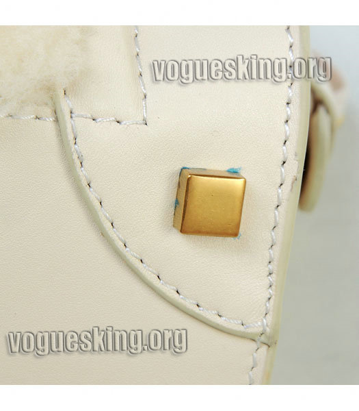 Celine Mini 26cm Small Tote Bag Offwhite Wool Imported Leather With Offwhite Leather-4