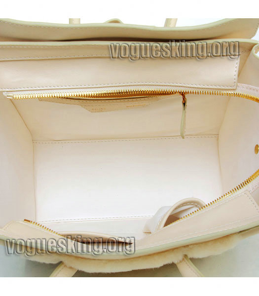 Celine Mini 26cm Small Tote Bag Offwhite Wool Imported Leather With Offwhite Leather-6