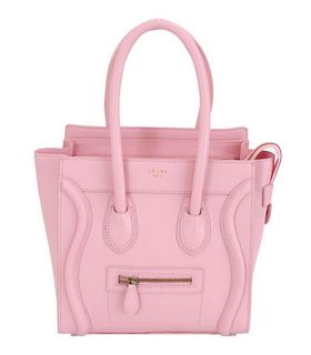 Celine Mini 26cm Small Tote Bag Pink Litchi Pattern Calfskin