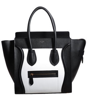 Celine Mini 26cm Small Tote Bag White/Black Original Leather