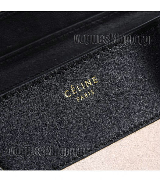 Celine Mini 30cm Apricot Pink/Dark Green Suede With Black Original Leather Tote Bag-4