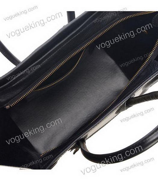 Celine Mini 30cm Black Calfskin Medium Tote Bag With White Linen-6