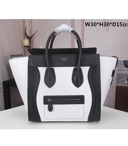 Celine Mini 30cm Classic Tote Bag Black&White Leather