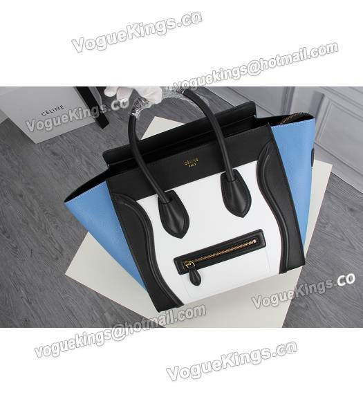 Celine Mini 30cm Classic Tote Bag Blue&White&Black Leather-1