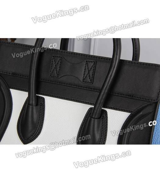 Celine Mini 30cm Classic Tote Bag Blue&White&Black Leather-3